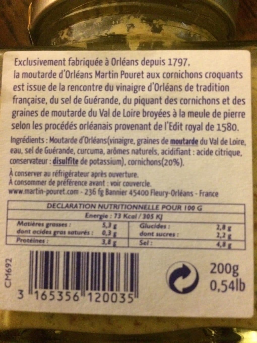 Martin pouret Moutarde d'Orléans aux cornichons croquants packshot