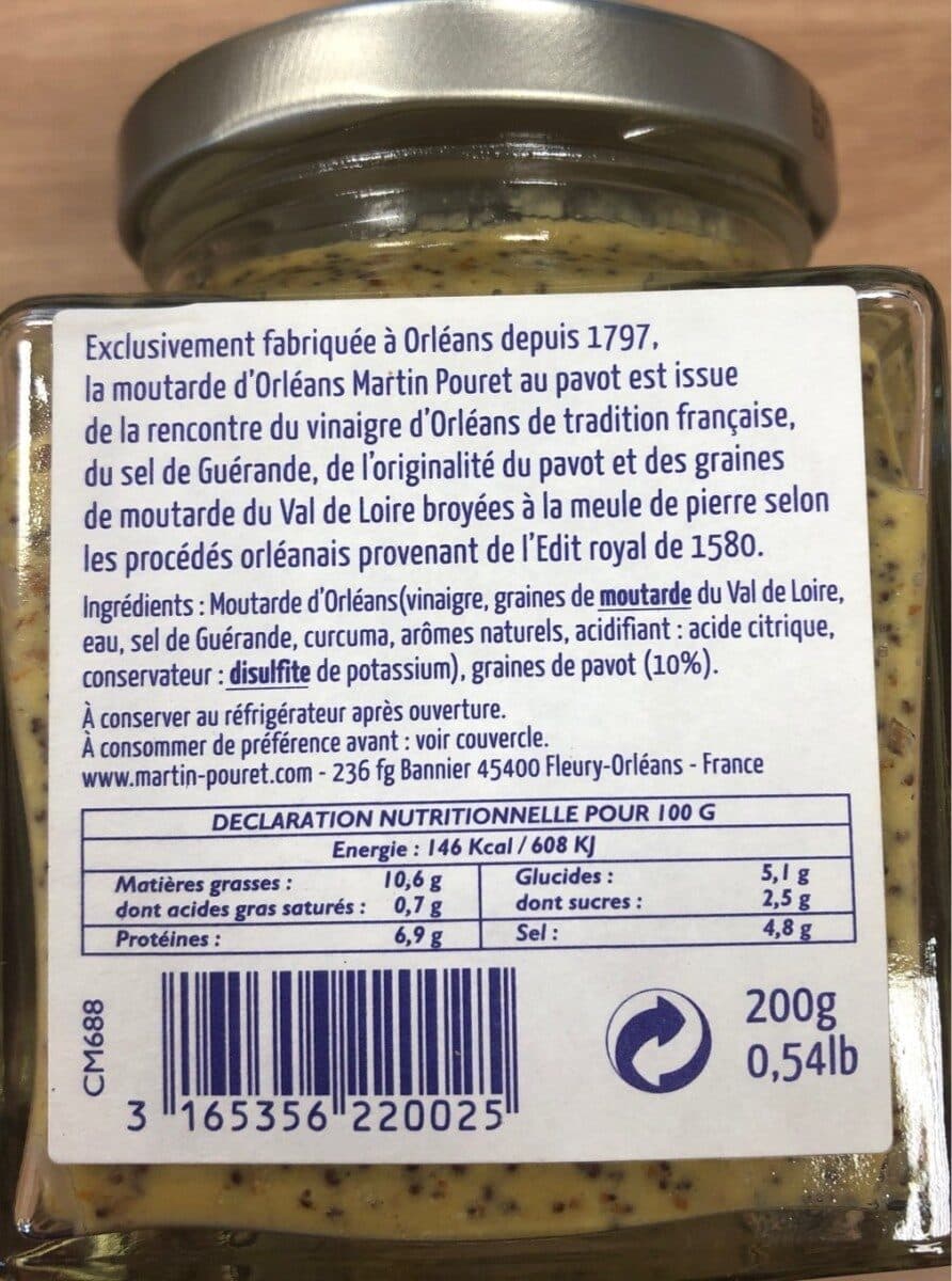Martin Pouret La moutarde d'Orléans aux graines de pavot packshot