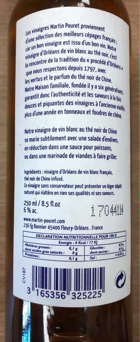 Martin Pouret Le vinaigre d'Orléans Thé noir de Chine packshot