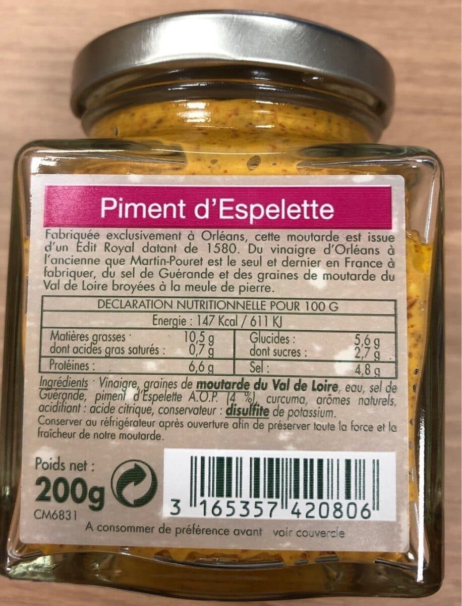Martin Pouret Moutarde d'Orléans au Piment d'Espelette packshot