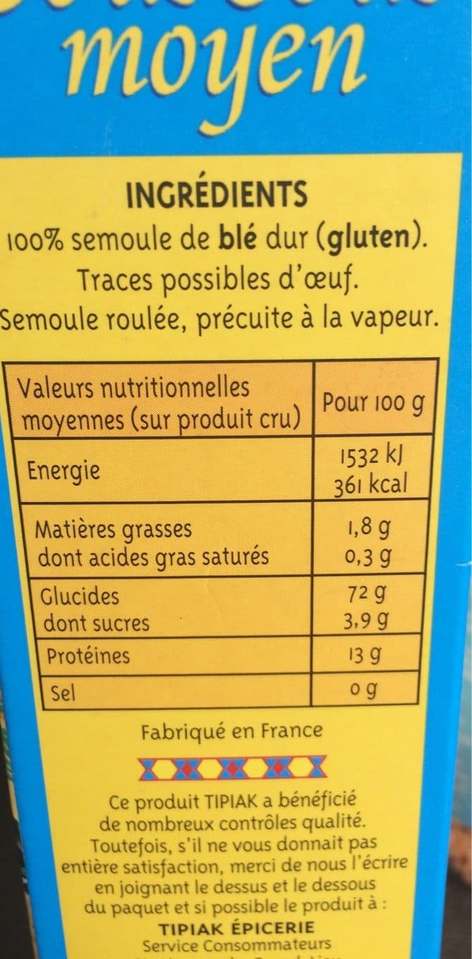 Tipiak Graine Couscous moyen packshot
