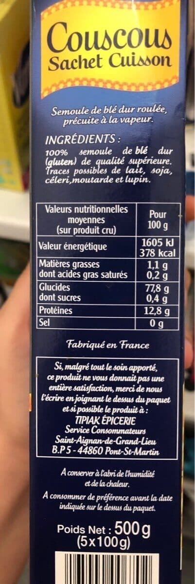 Tipiak Couscous sachet cuisson packshot