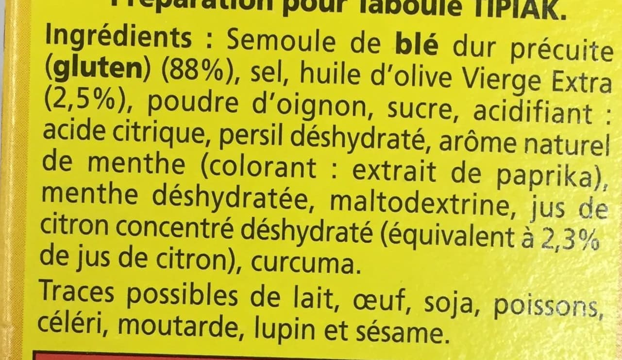 Tipiak Restauration Préparation pour Taboulé packshot