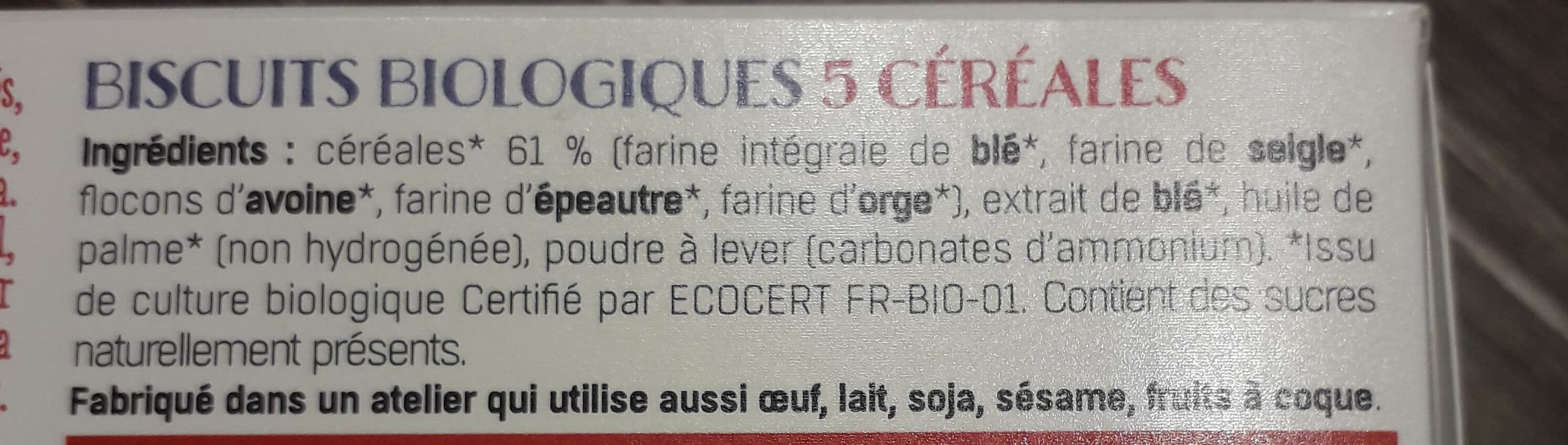 Vecteur sante BISCUITS 5 CEREALES SANS SEL SANS SUCRE packshot