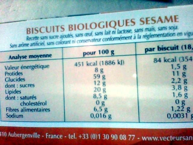 Vecteur santé Biscuits biologiques sésame sans sucres ajoutés packshot