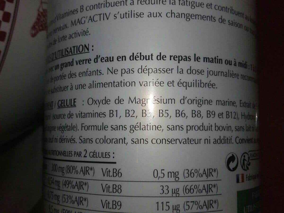Open Food Facts Mag'Activ - 180 Gélules - Vecteur Santé packshot