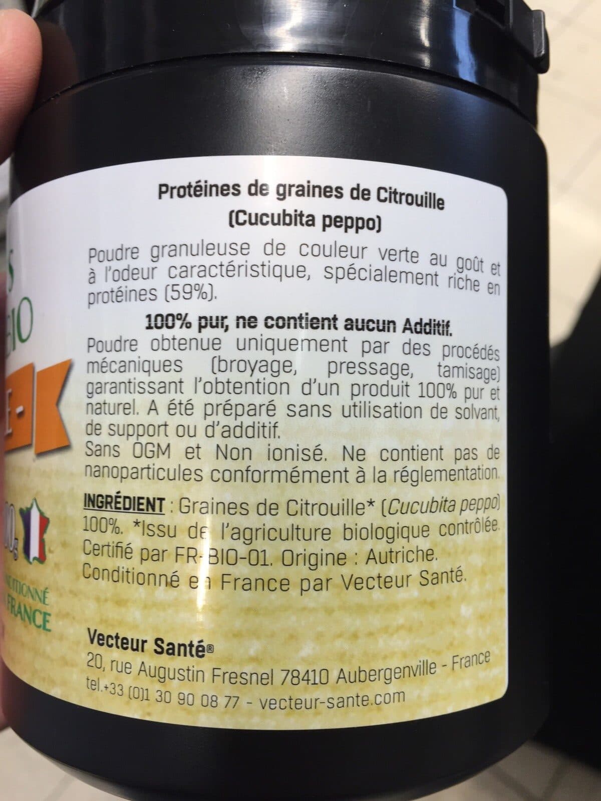 Vecteur sante Protéines végétales de citrouille packshot