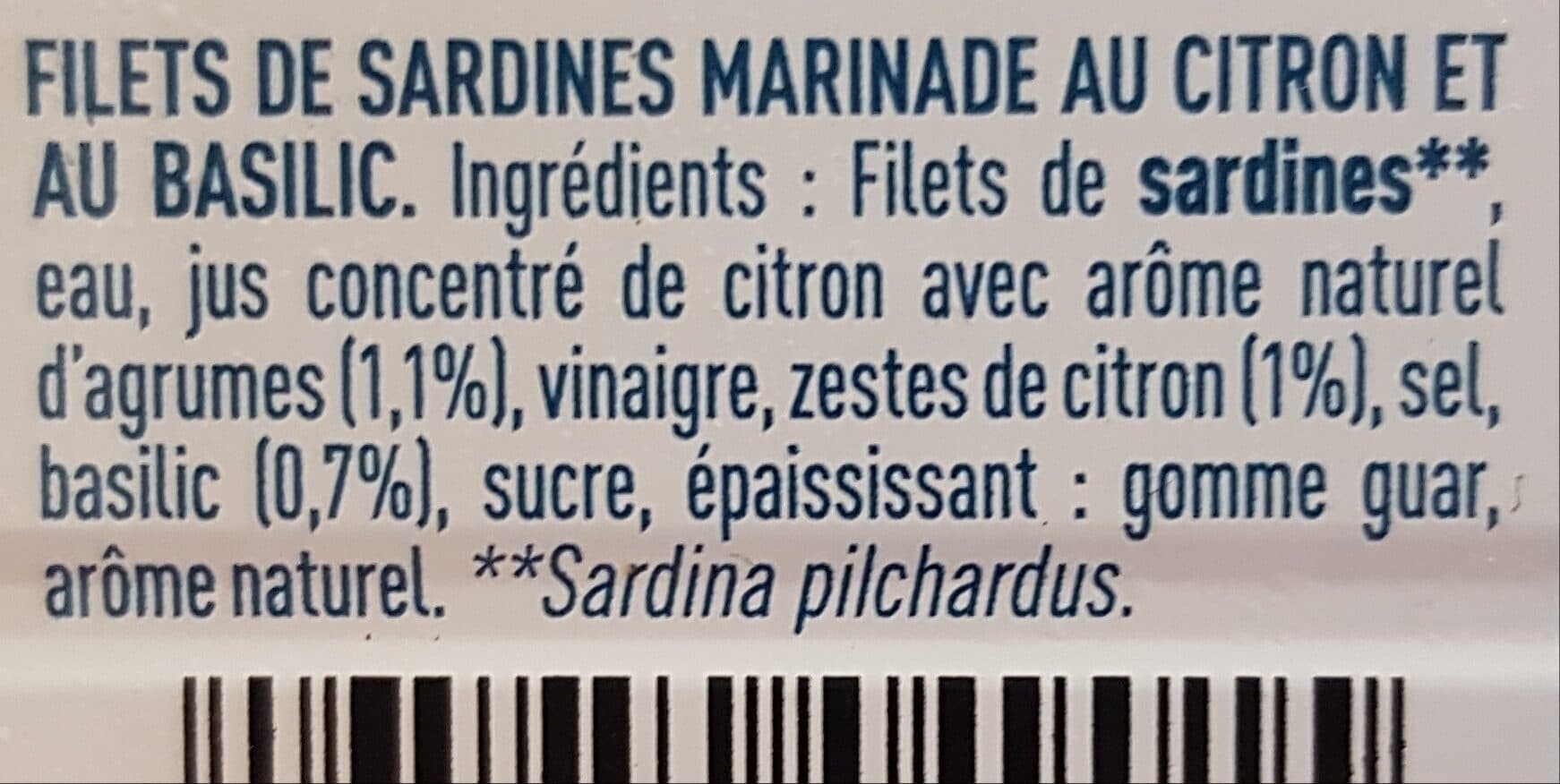 Saupiquet Filets de Sardines Citron Basilic packshot