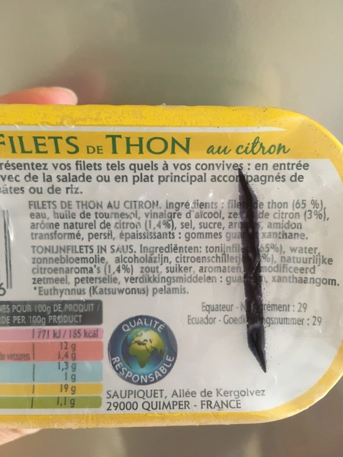 Saupiquet Filets de thon au citron packshot