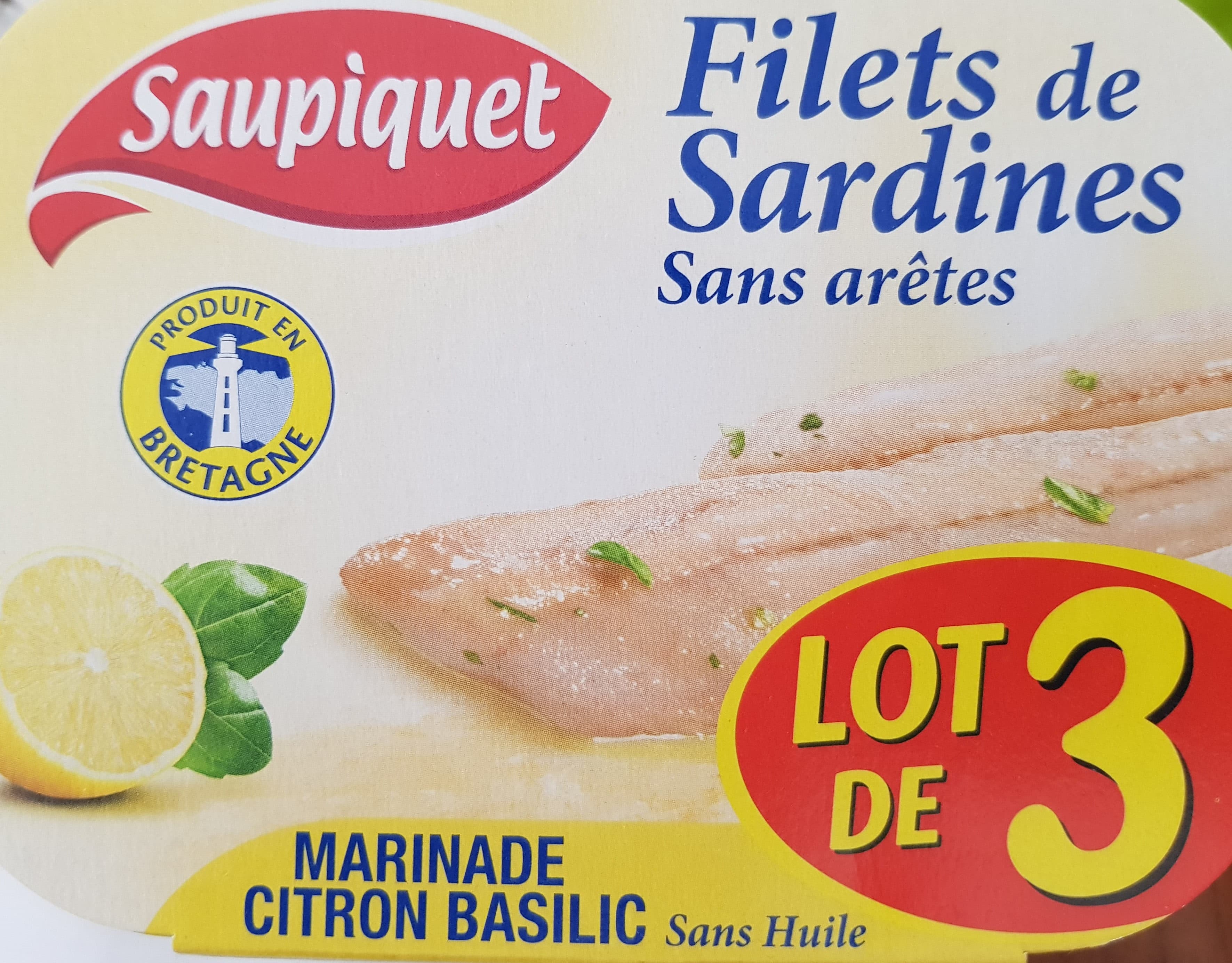 Saupiquet Saupiquet filets de sardines citron basilic lot de packshot