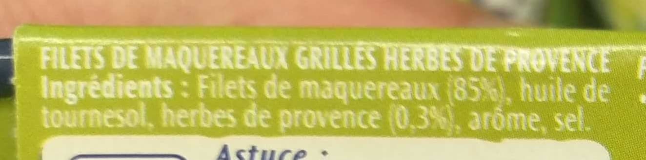Saupiquet Filets de Maquereaux grillés Herbes de Provence packshot