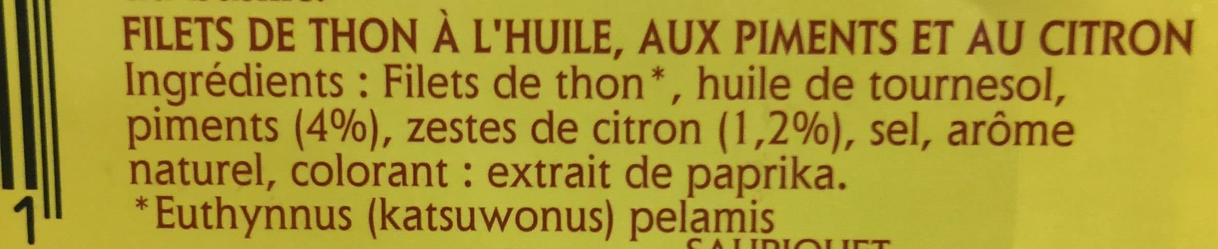 Saupiquet Filets de Thon citron et piment packshot