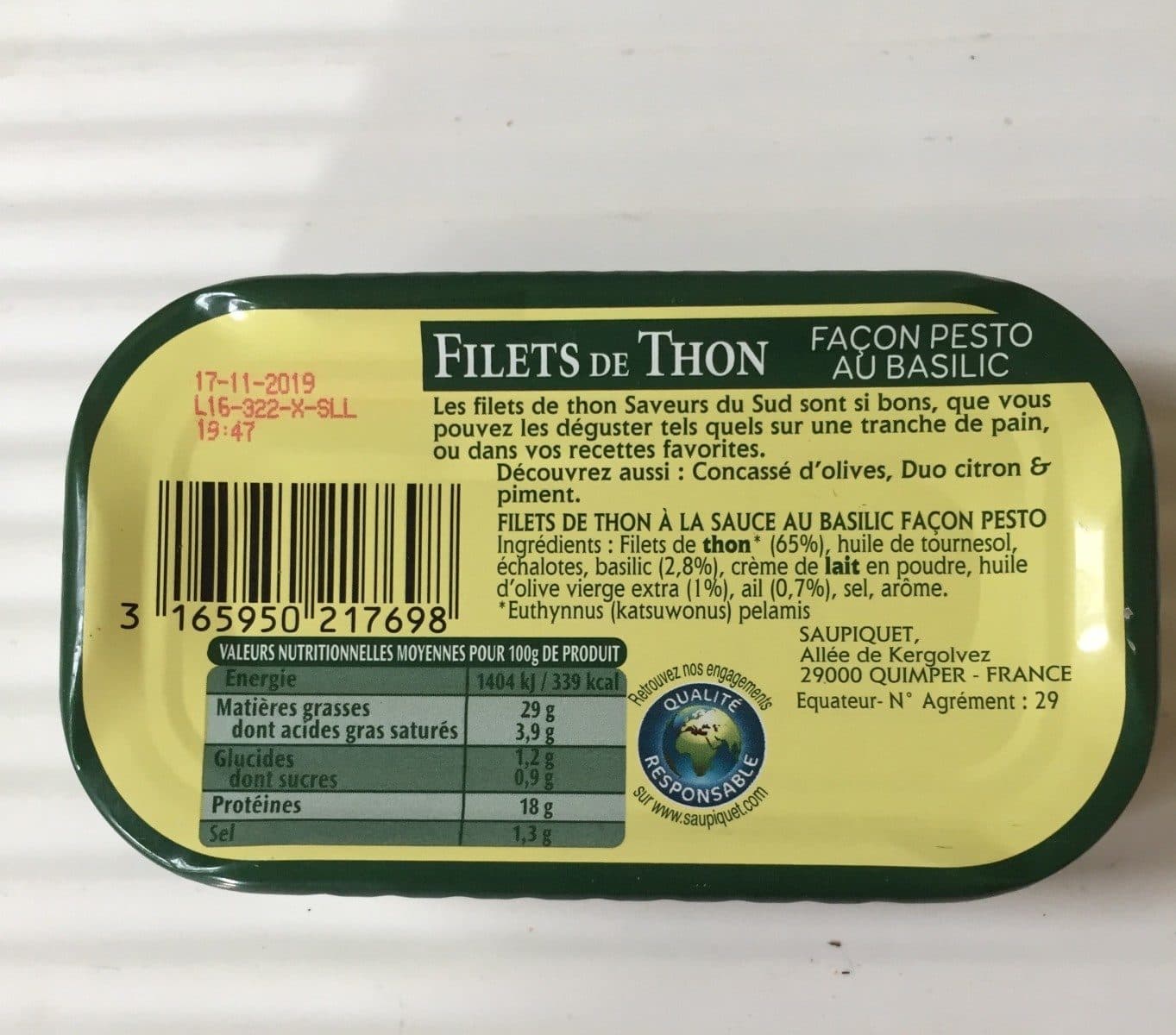 Saupiquet Filets de thon packshot