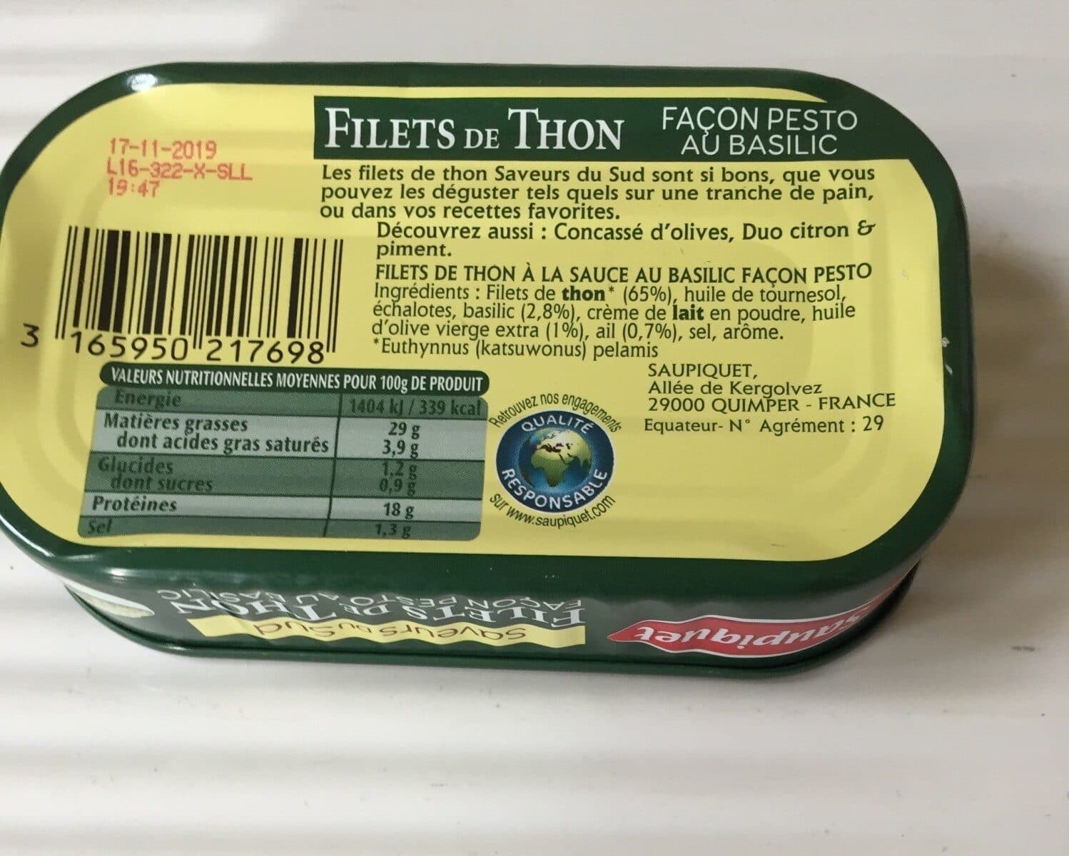 Saupiquet Filets de thon packshot