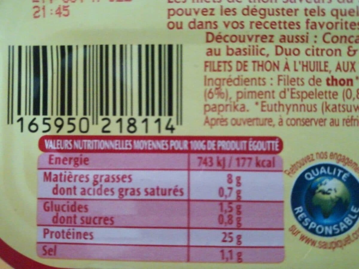 Saupiquet Filets de thon tomates et piment packshot
