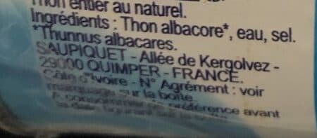 Saupiquet Thon entier saupiquet au naturel packshot