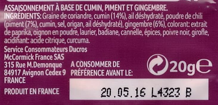 Ducros Mélange Malin Poulet Tandoori packshot