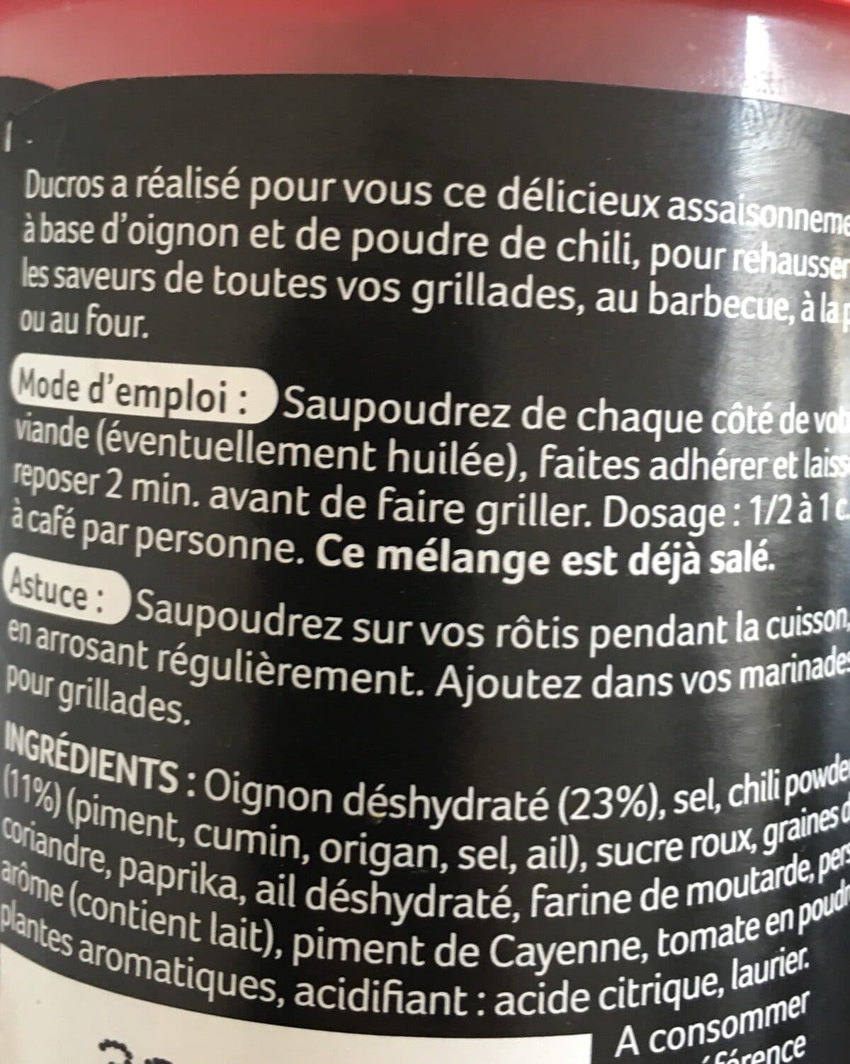 Ducros Grill Mates Assaisonnement BBQ Hot, le flacon de 110 g packshot