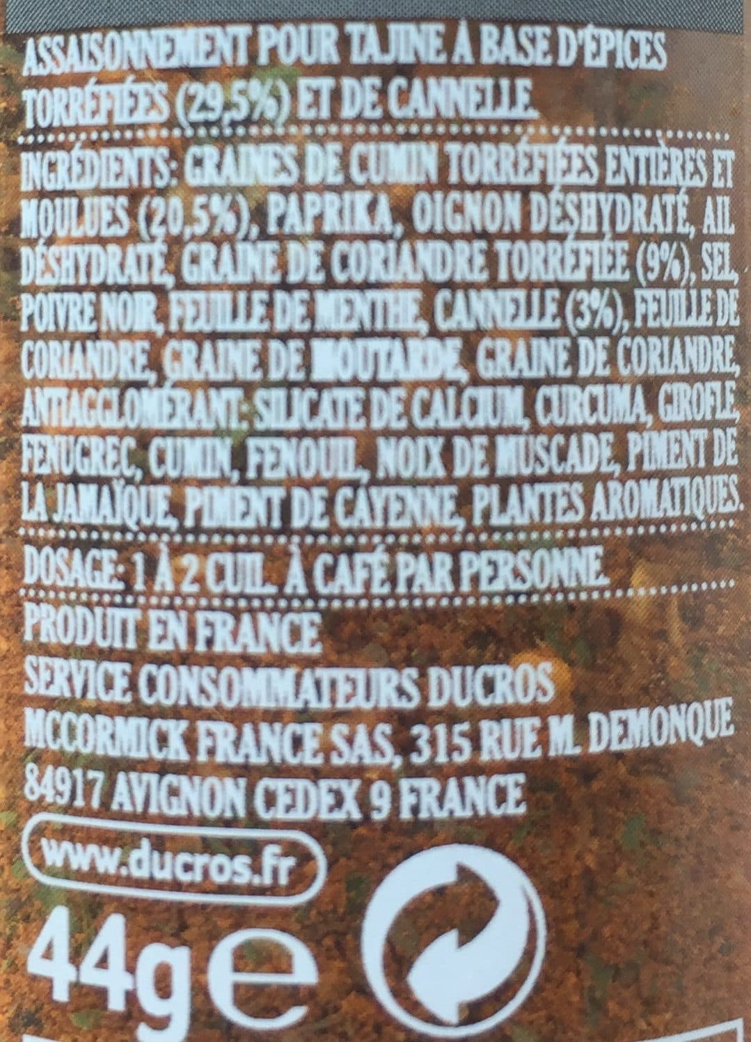 Ducros mélange d'épices grillées pour tajine packshot
