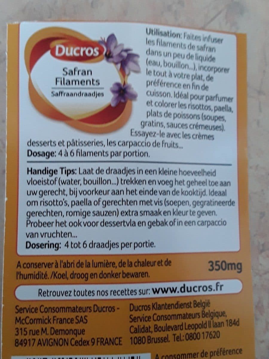 Ducros Safran Filaments packshot