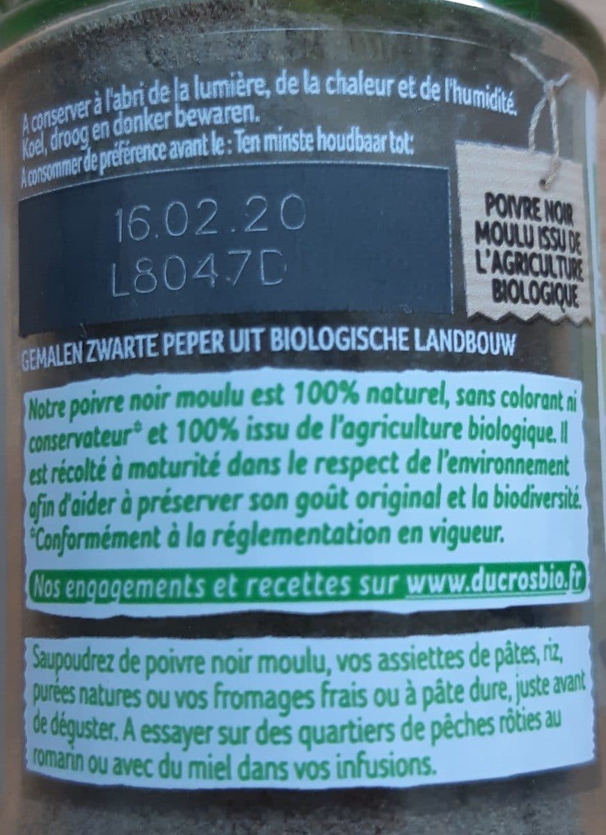 Ducros Ducros - Poivre noir moulu BIO packshot
