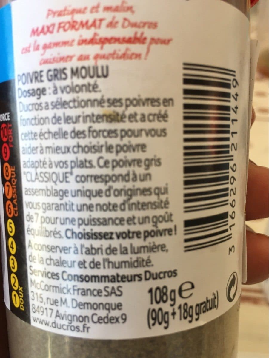 Ducros Poivre gris moulu packshot