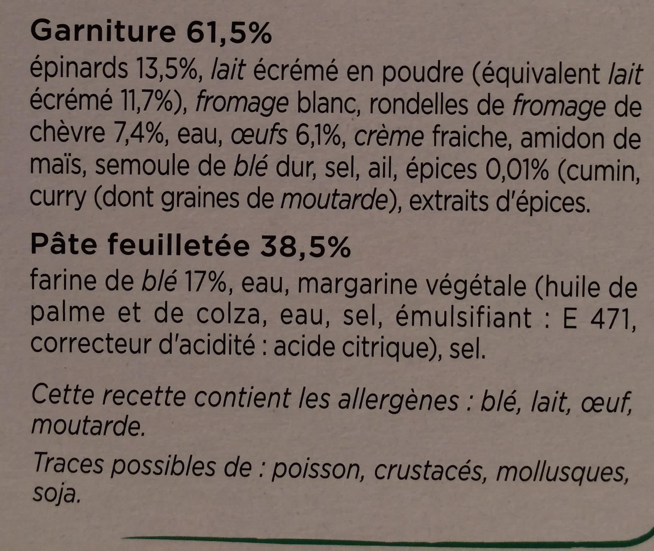 Marie Tarte chèvre épinards packshot