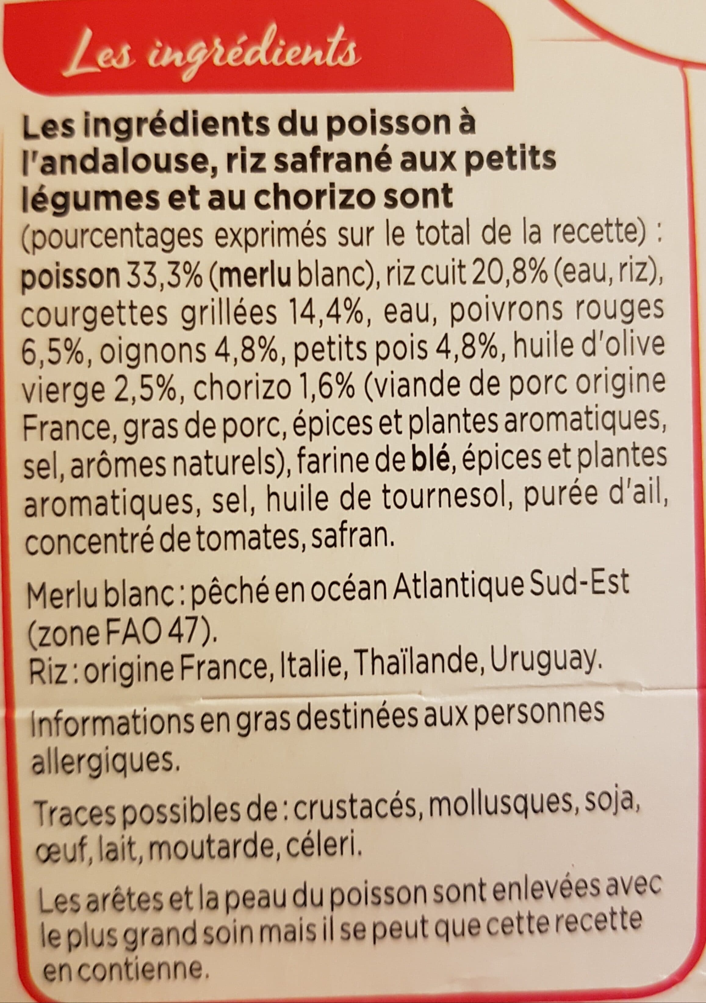 Marie Poisson à l'andalouse riz safrané et courgettes grillées packshot
