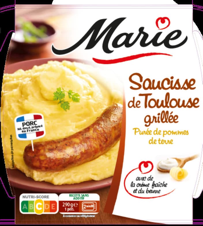 Marie Saucisse de Toulouse grillée & purée au beurre packshot