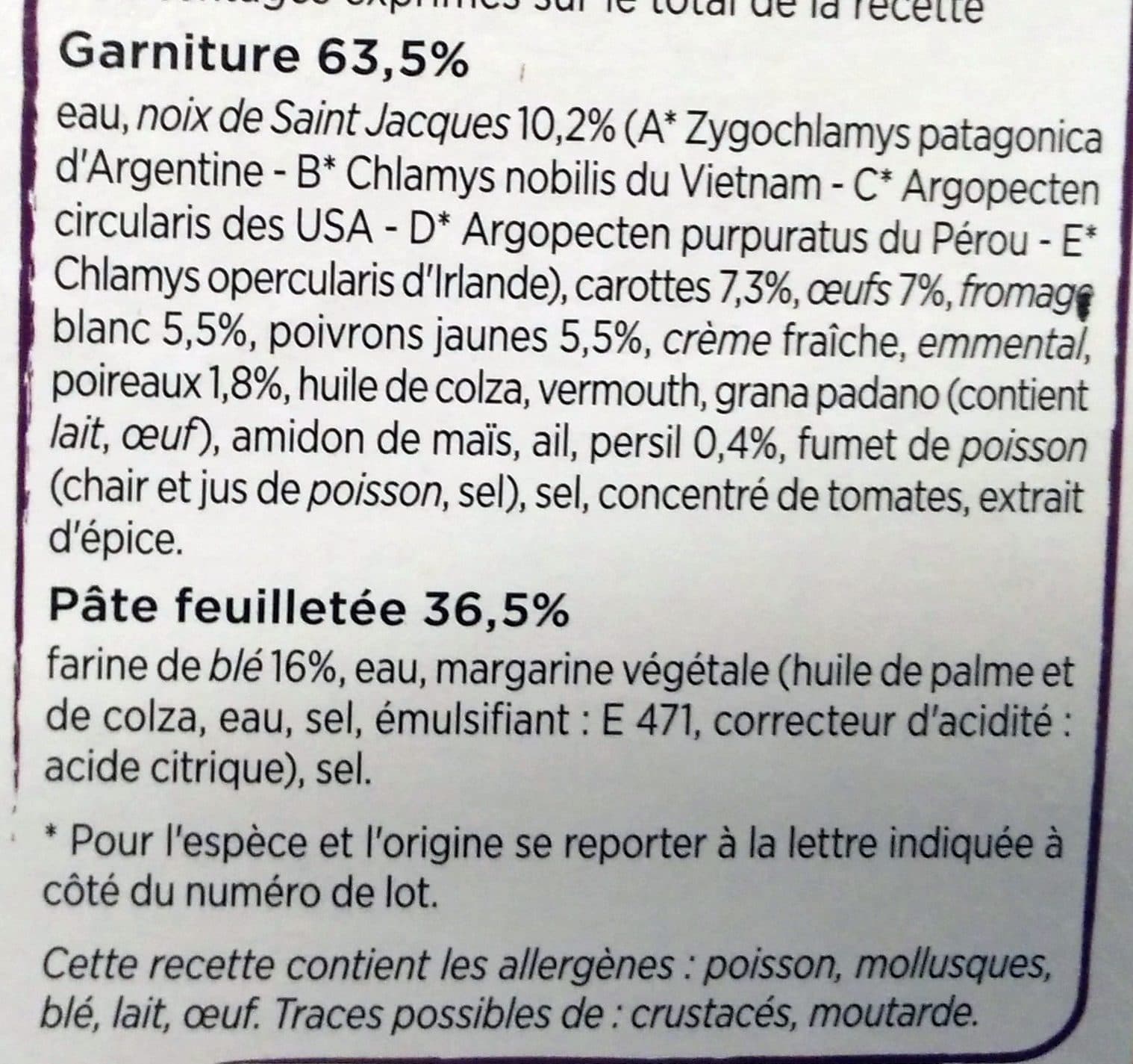 Marie Tarte Noix de St Jacques, petits légumes cuisinés packshot
