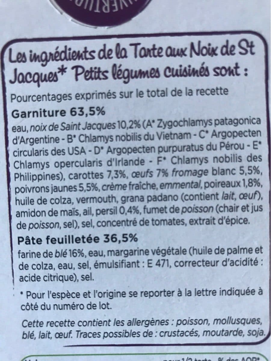 Marie Tarte aux Noix de St Jacques, Petits Légumes Cuisinés packshot