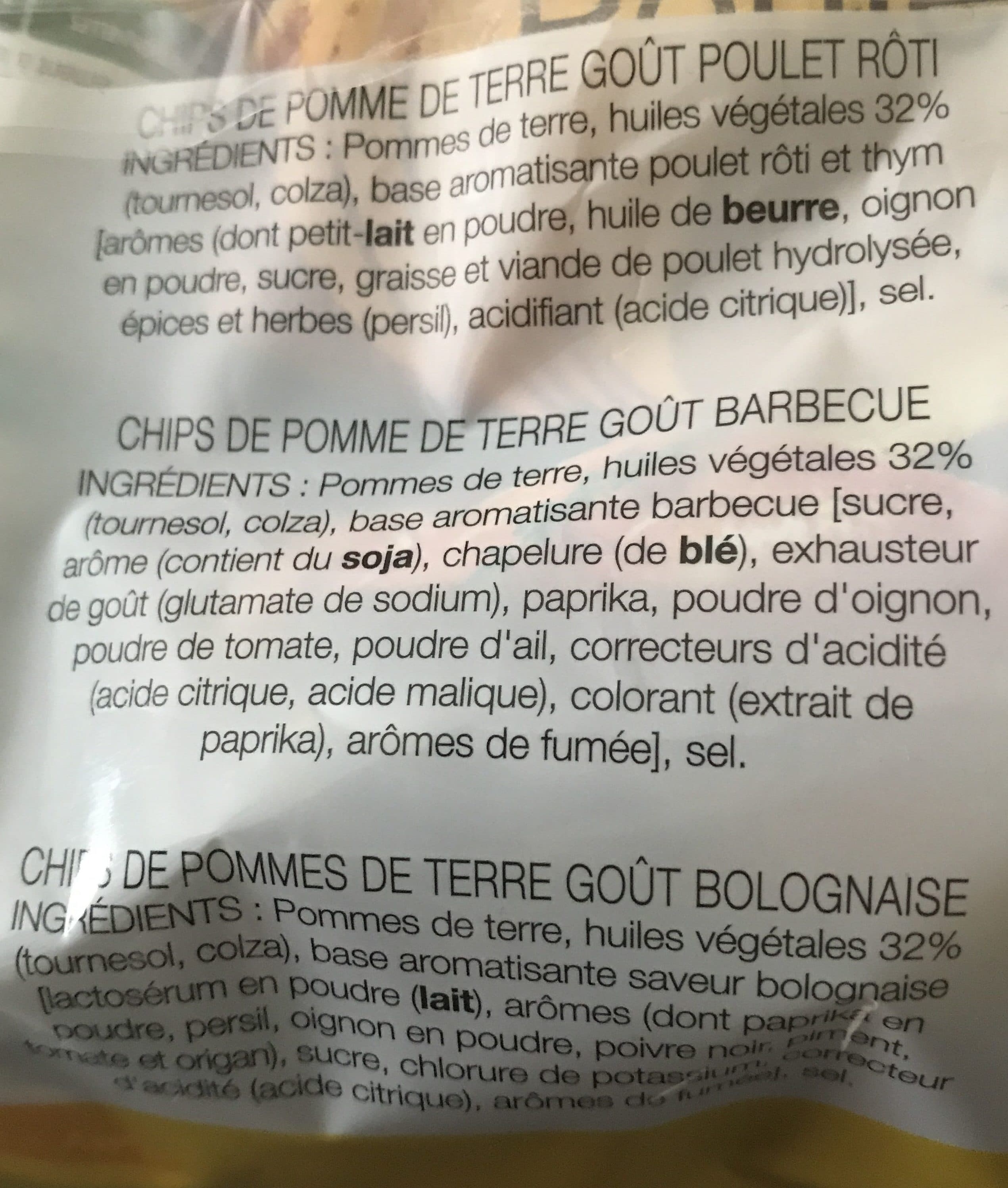 Lay's 6 sachets individuels Barbecue - Bolognaise - Poulet rôti packshot