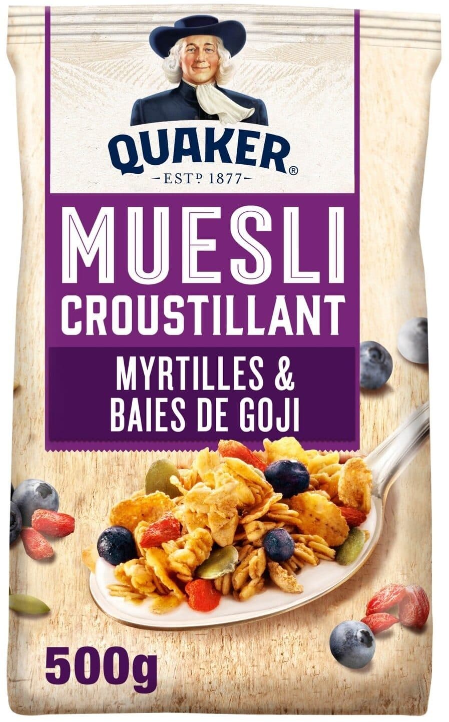 Muesli Croustillant Quaker Muesli Croustillant Myrtilles & baies de goji packshot
