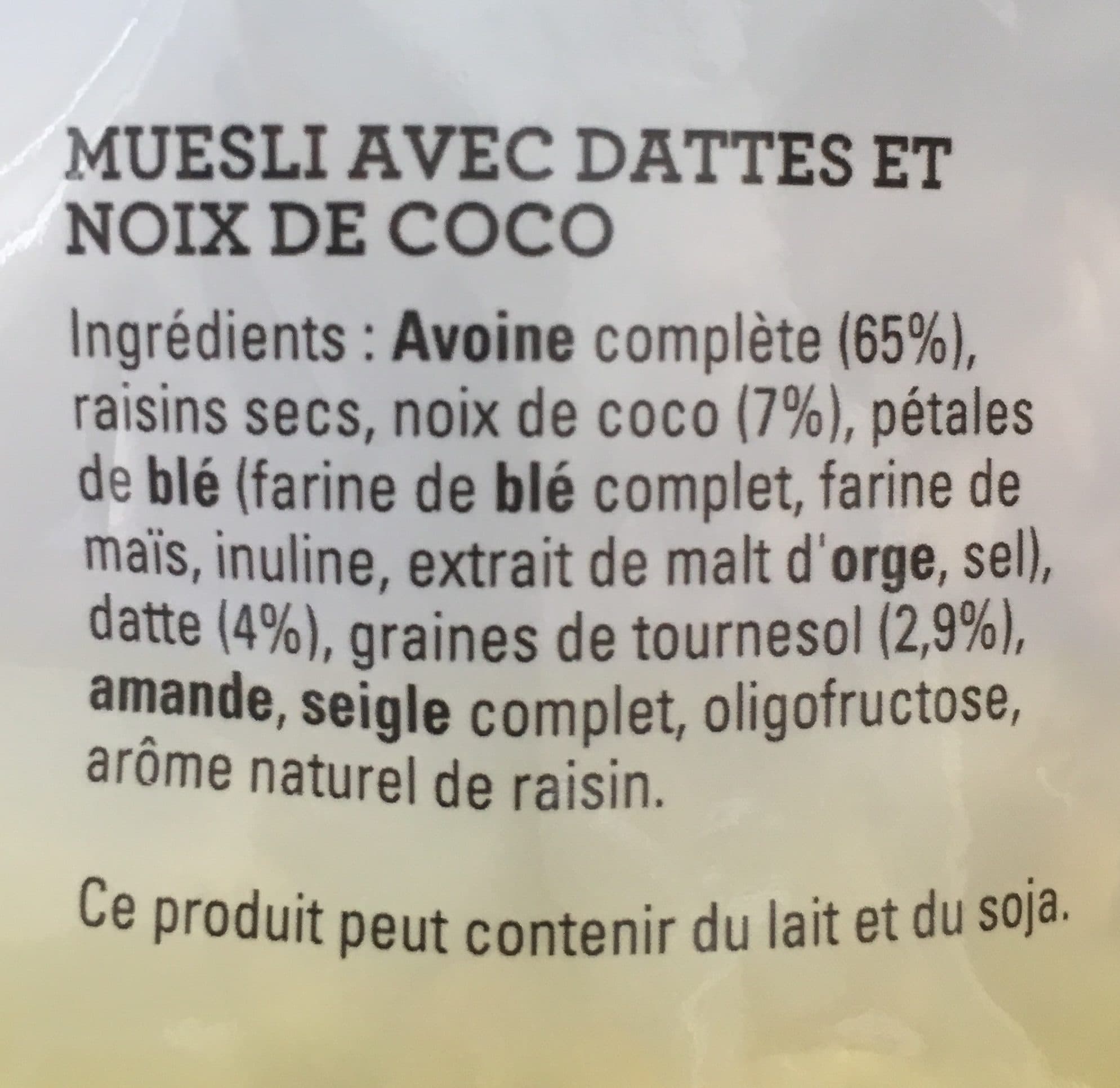 Quaker Golden muesli Dattes & Noix Coco packshot