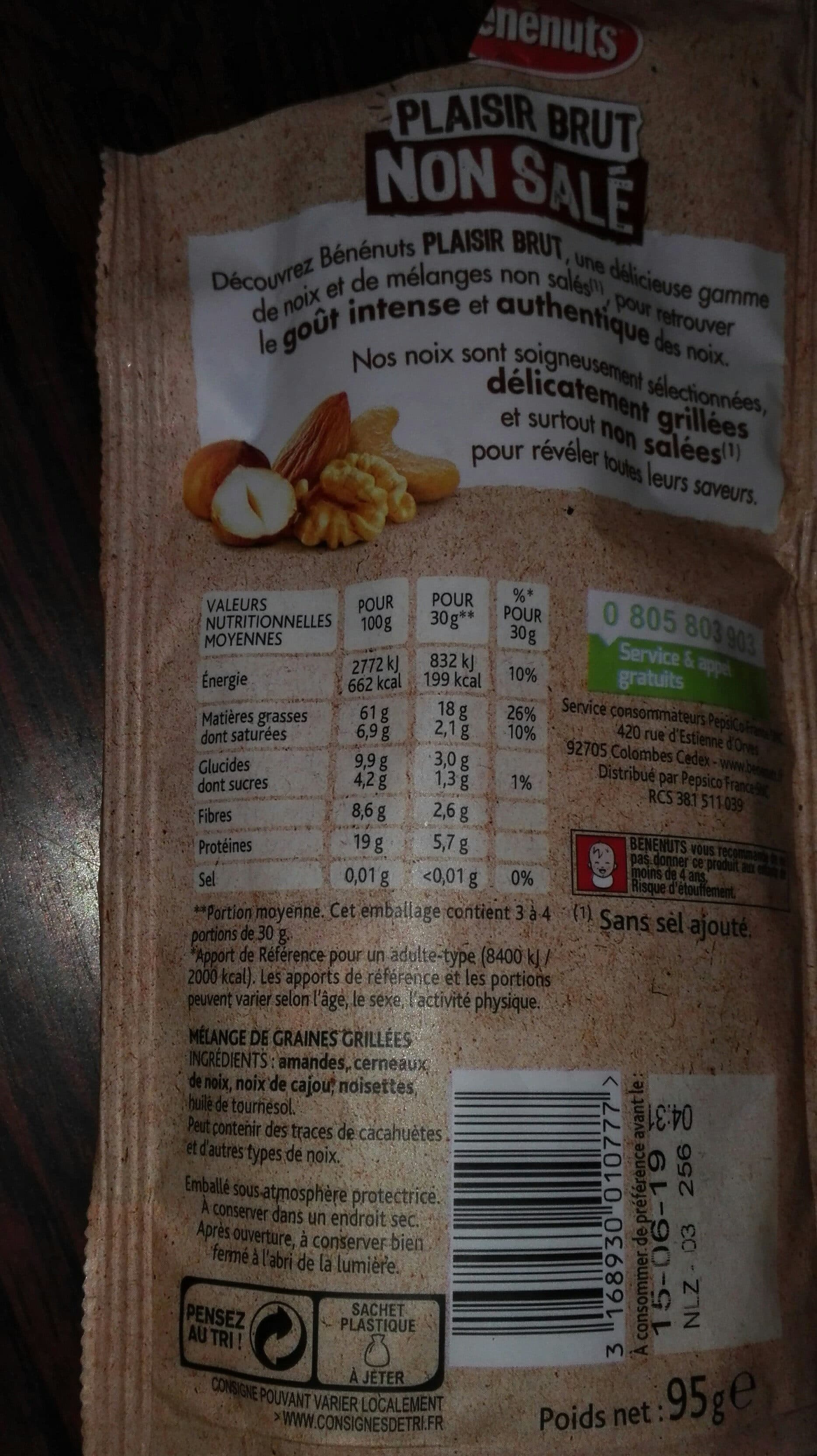 BENENUTS Bénénuts Plaisir brut Mélange de noix amandes, noix, cajous, noisettes packshot