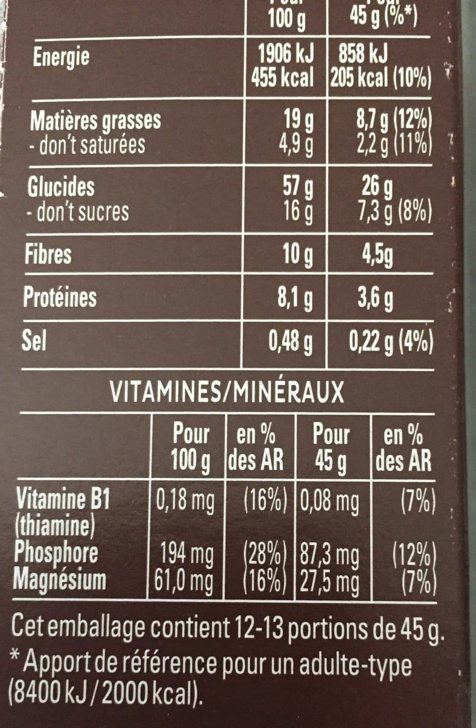 Cruesli Quaker Cruesli Chocolat noir format spécial packshot