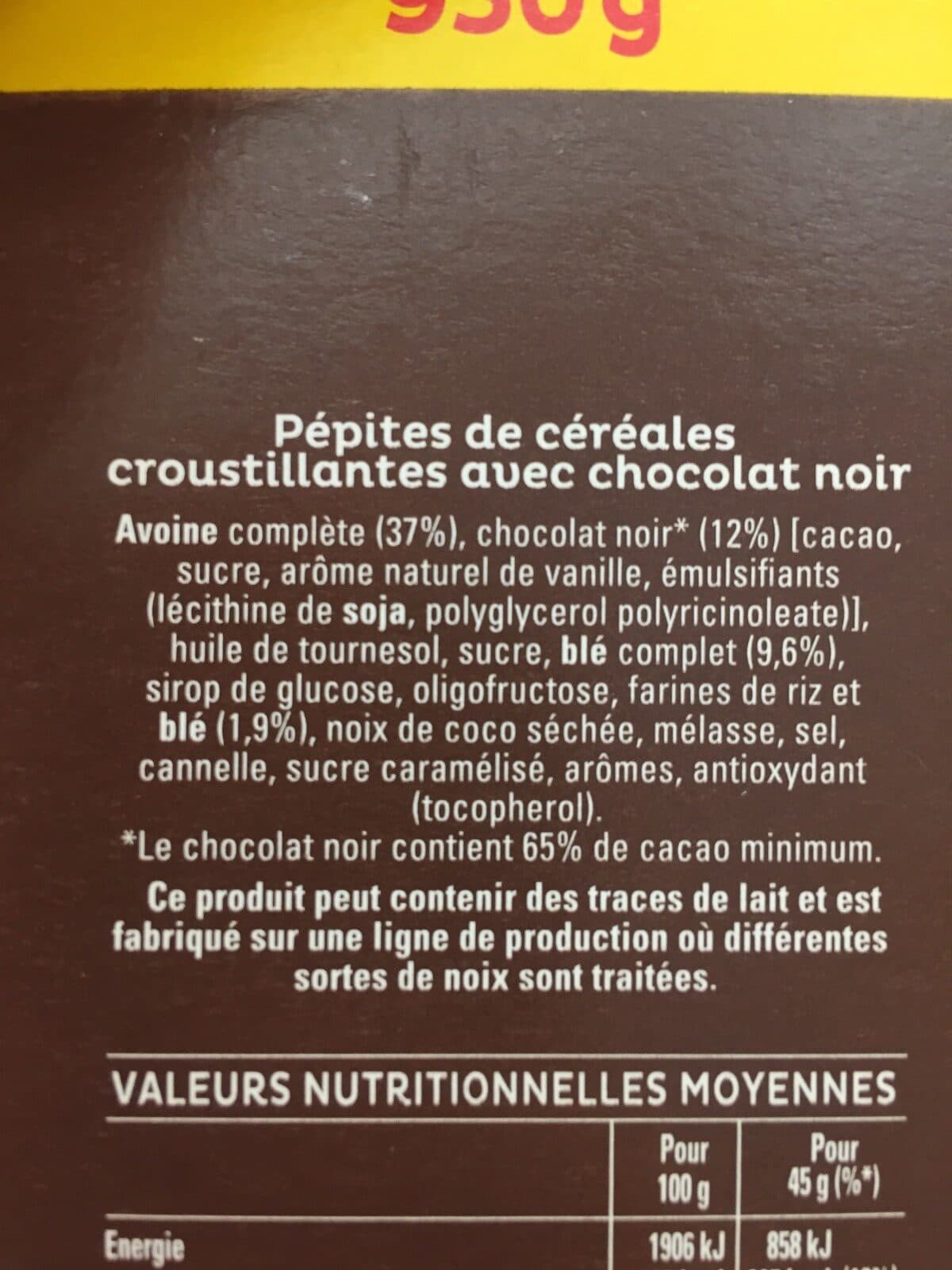 Quaker Cruesli chocolat noir packshot