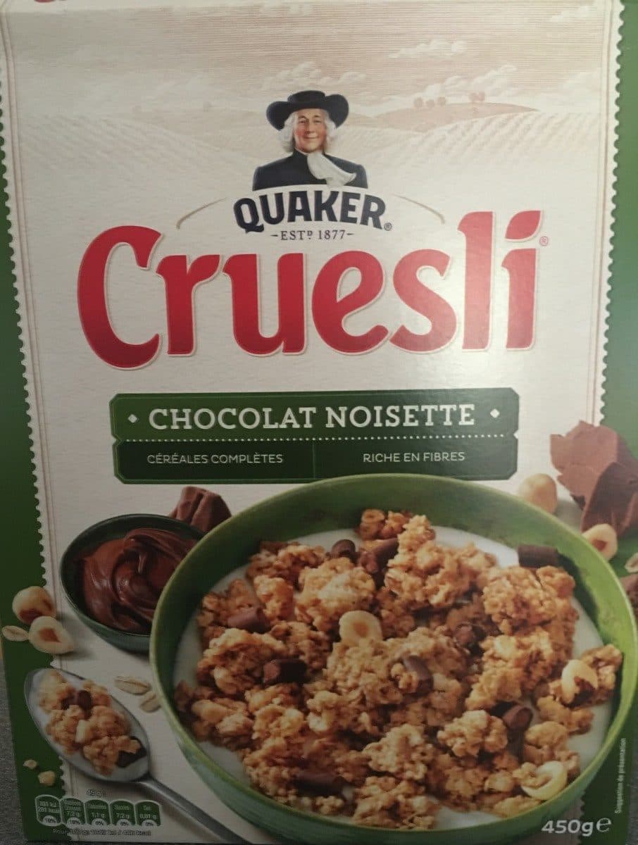 Quaker Cruesli chocolat noisette packshot