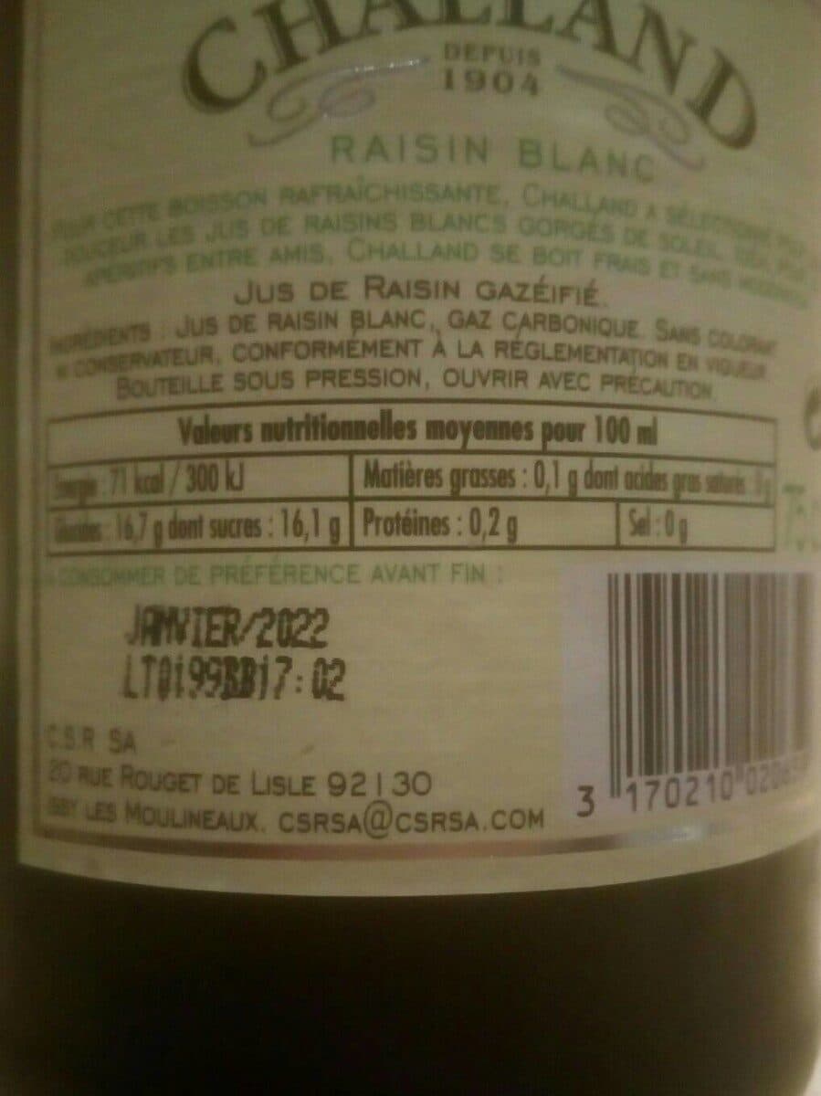 Challand Jus de raisin blanc petillant CHALLAND packshot
