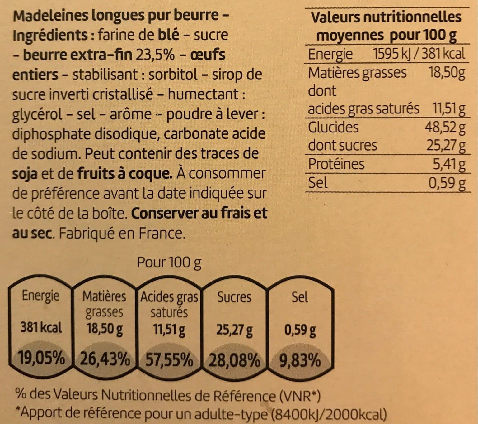 Biscuits Mistral Madeleines Pur Beurre packshot