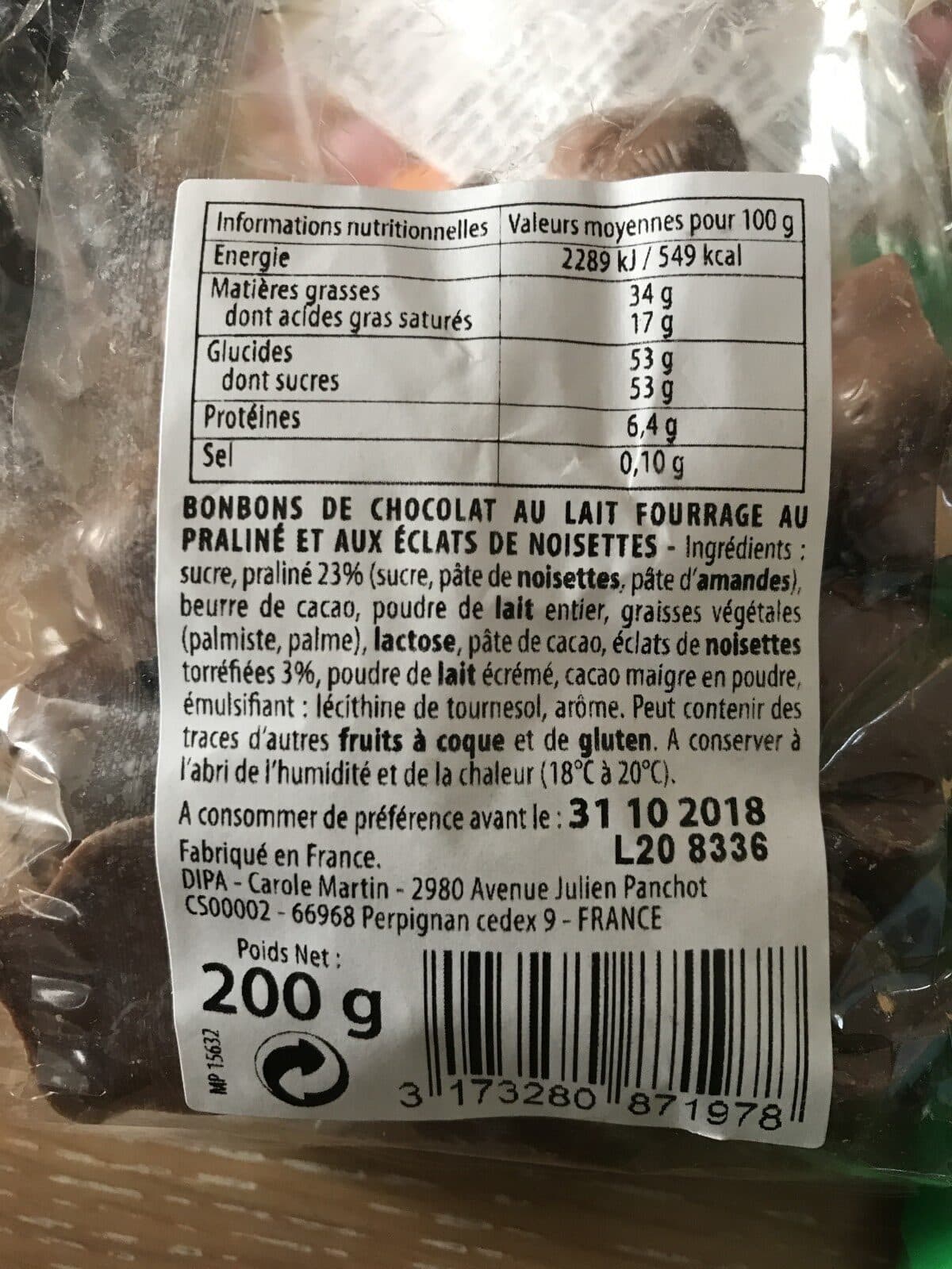 Open Food Facts Bonbons de chocolat packshot