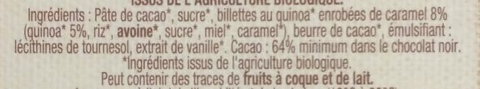 Cémoi Chocolat Noir 64% de cacao au quinoa Bio packshot