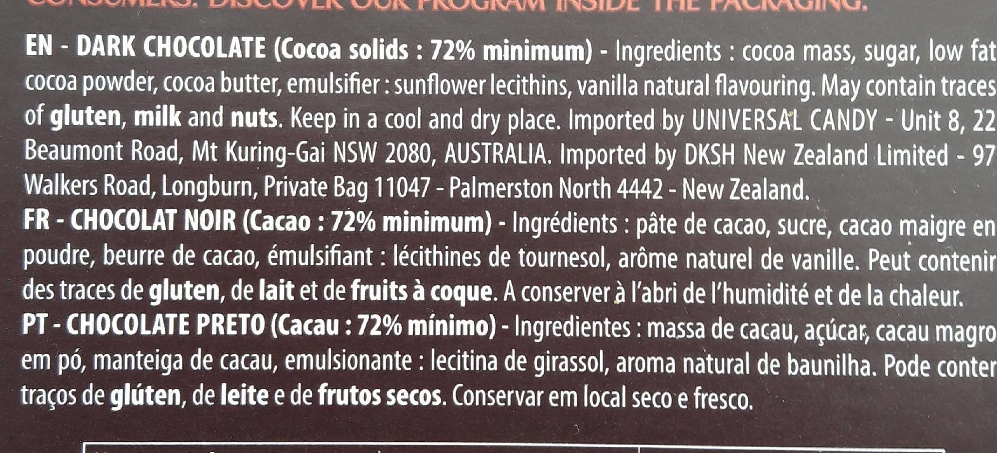 Cémoi Dark Chocolate 72% packshot