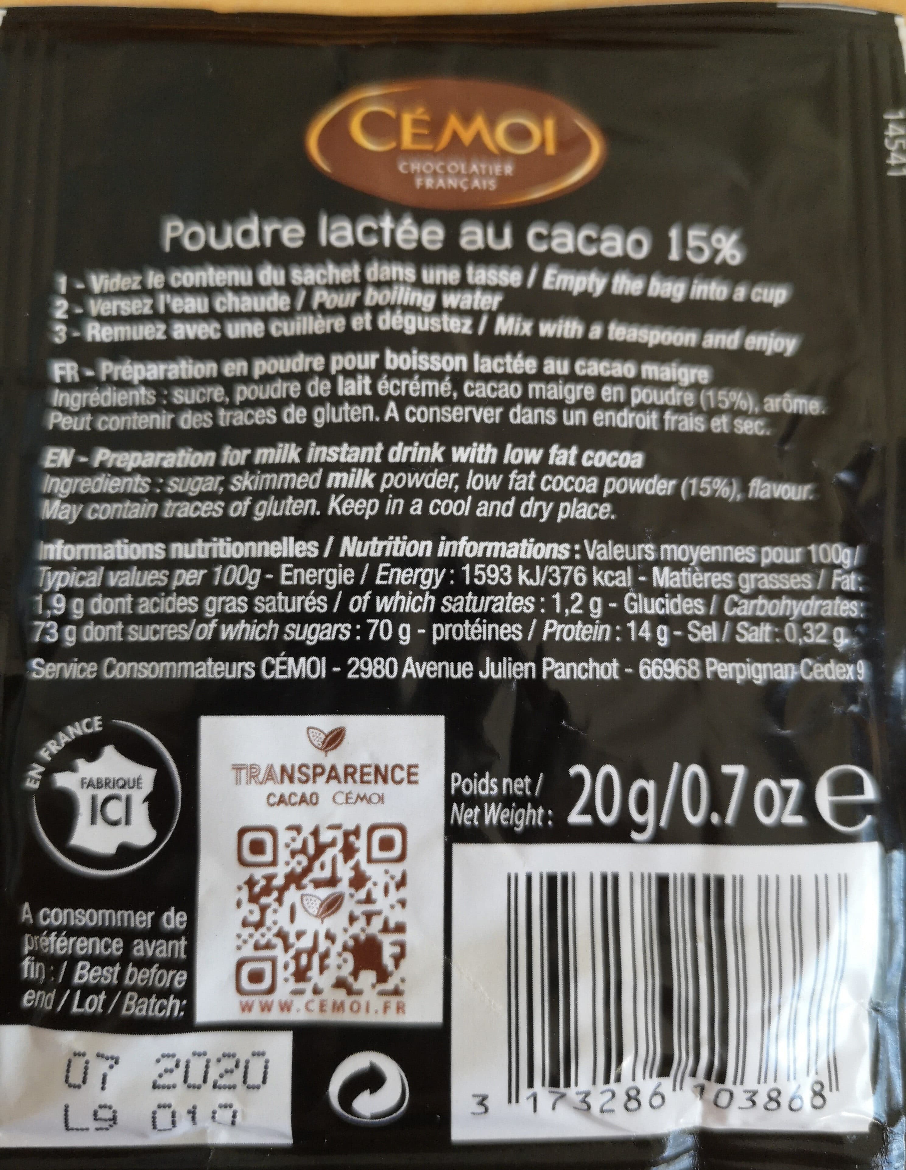 Cemoi Poudre lactée au cacao packshot
