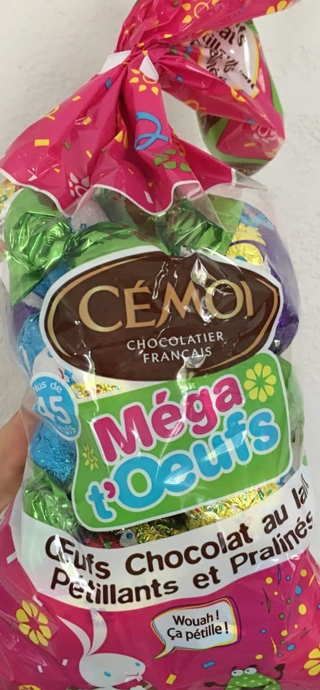 Cémoi Sachets de 45 méga oeufs au chocolat au lait pétillants et pralinés packshot