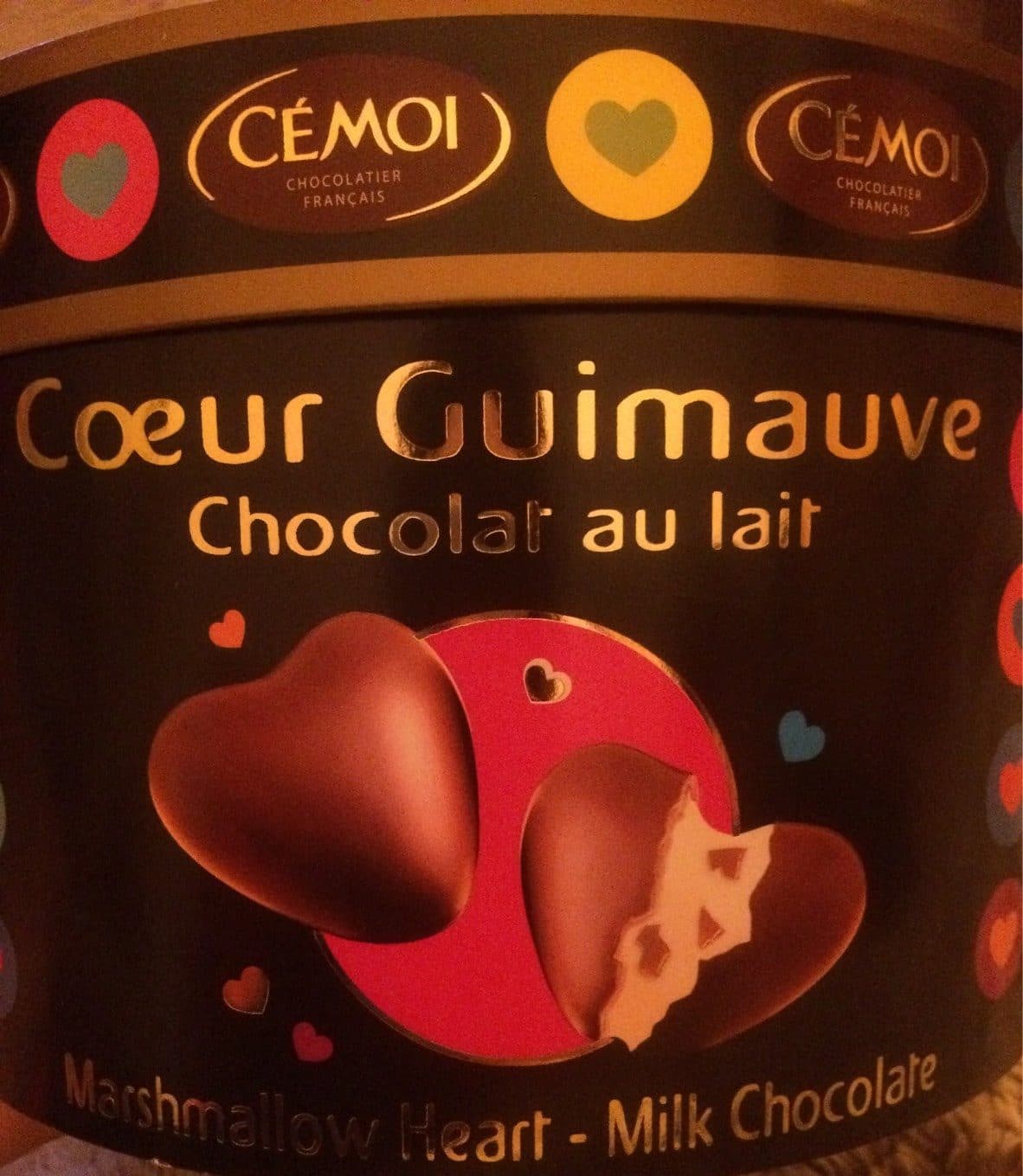 Cémoi Cœur guimauve fantaisie enrobées de chocolat au lait packshot