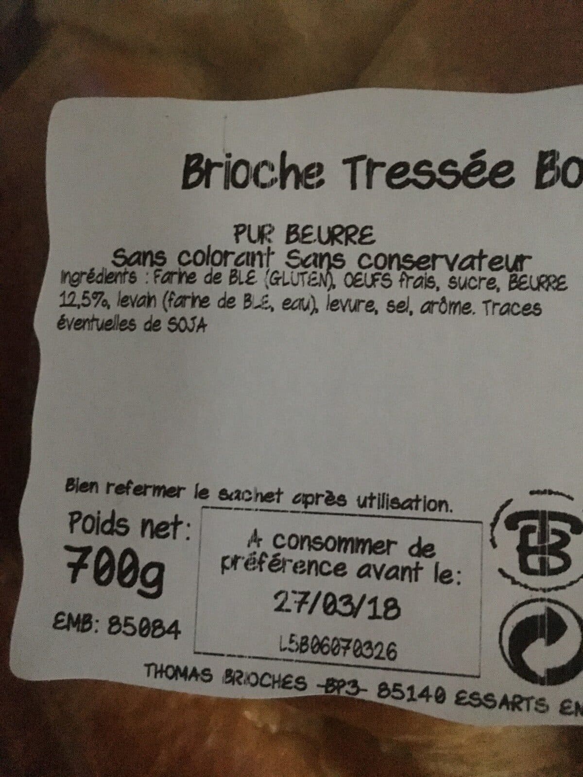 Open Food Facts Brioche tressée boulangère packshot