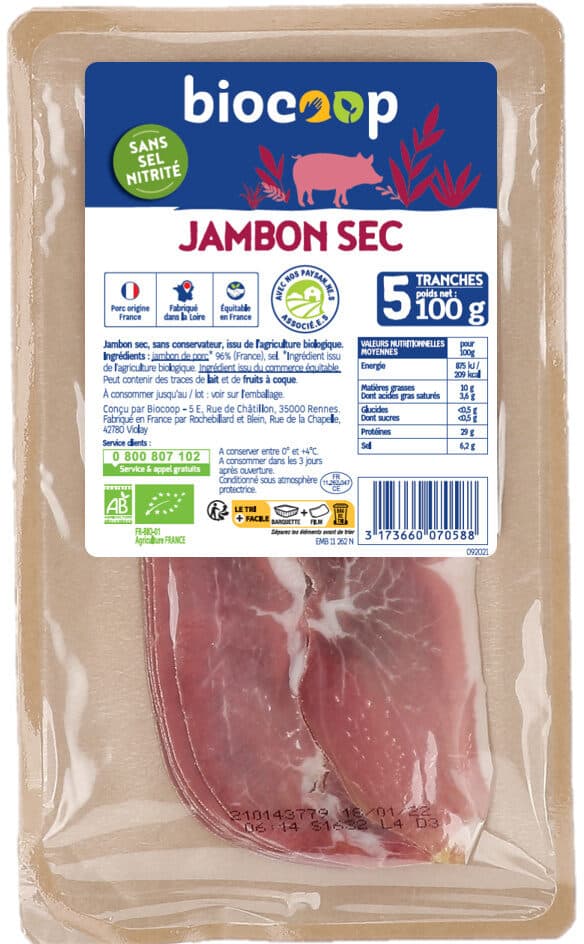 Biocoop Jambon Sec 5 tranches packshot