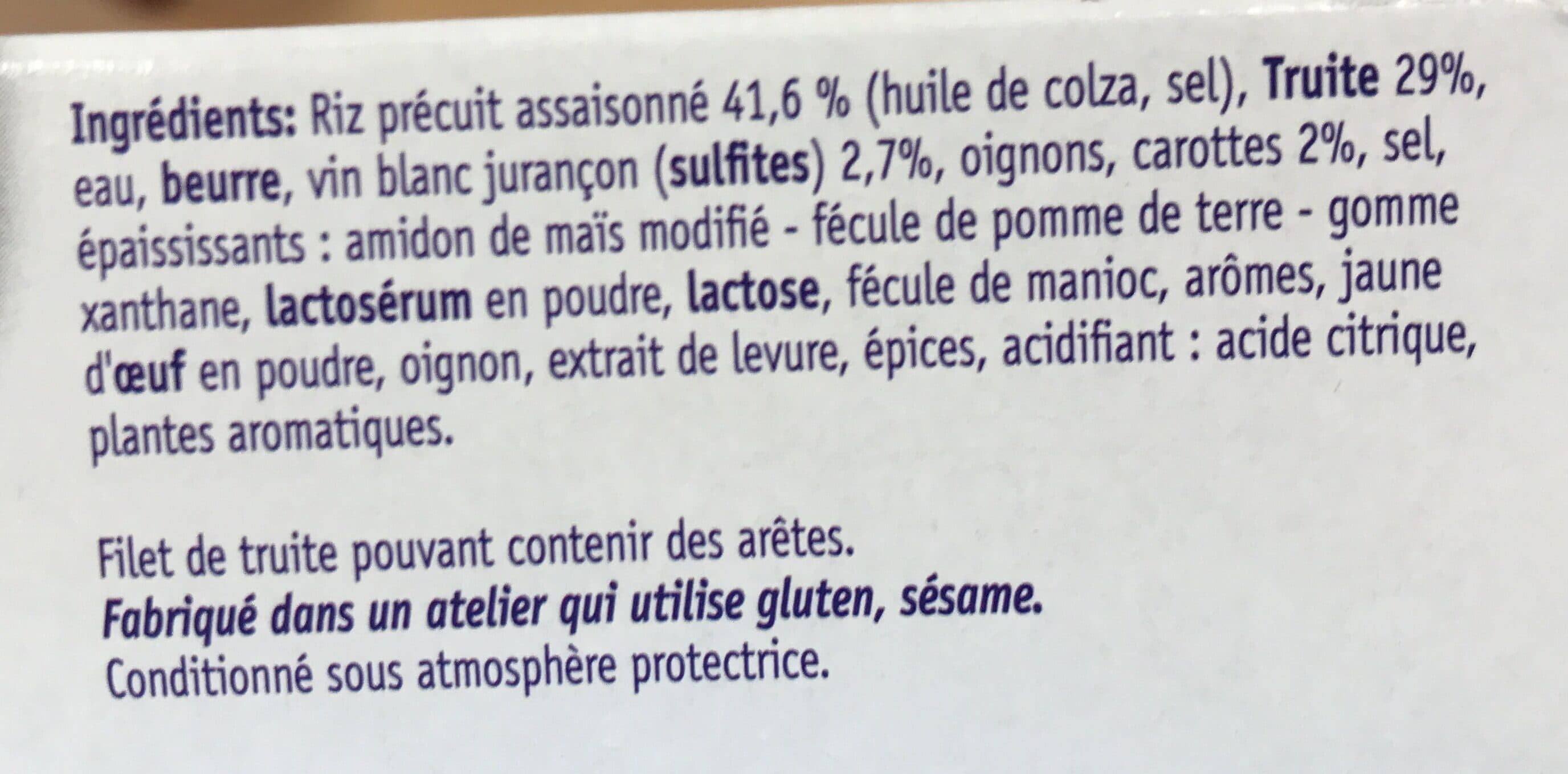 Cuisine evasion Cuisine des Pyrenees, Truite au riz blanc, sauce au Jurancon, packshot