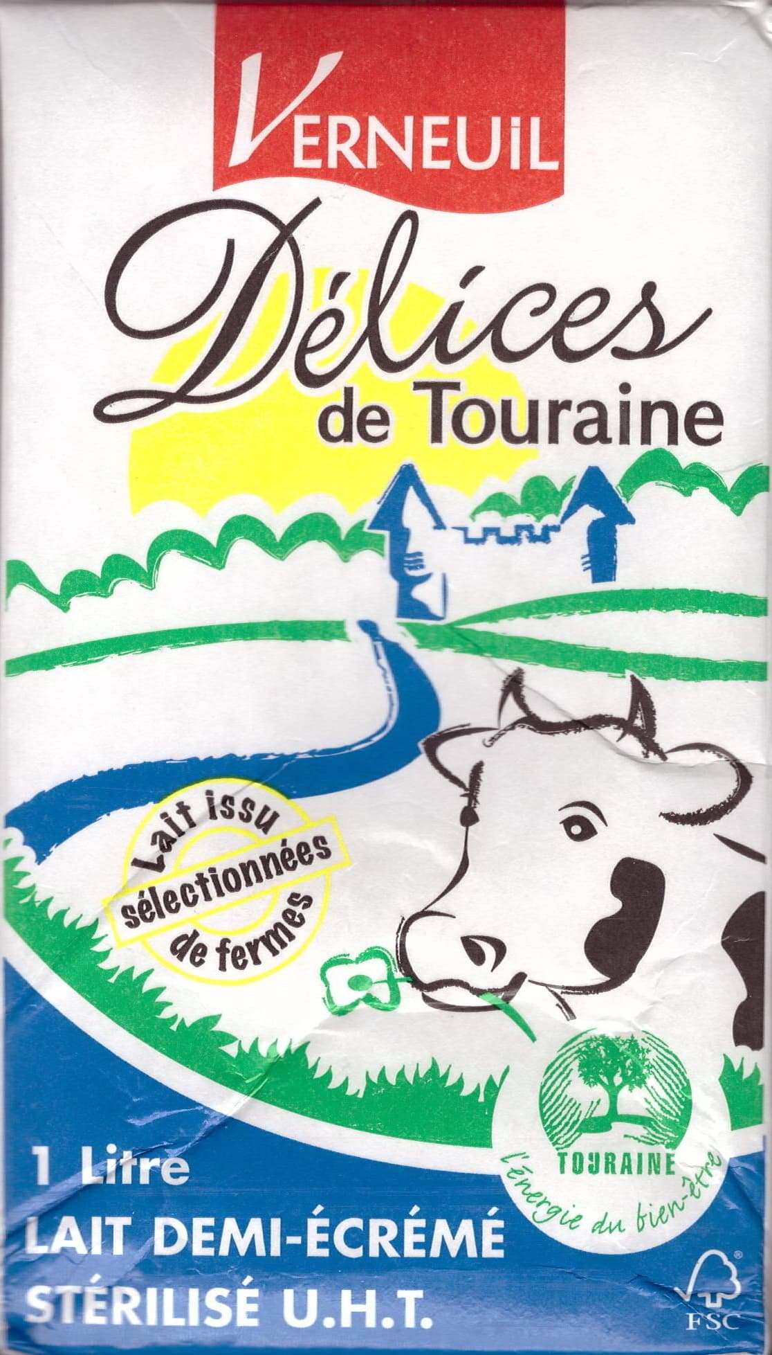 Délices de Touraine Délices de Touraine, Lait Demi-Écrémé Stérilisé UHT packshot